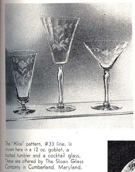 Sloan Glass Co. Alice Cutting Advertisement
