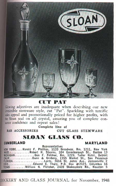 Sloan Glass Co. 'Pat' Cutting Advertisement
