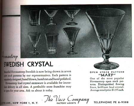 Hovmantorp Swedish Crystal Mary Cut