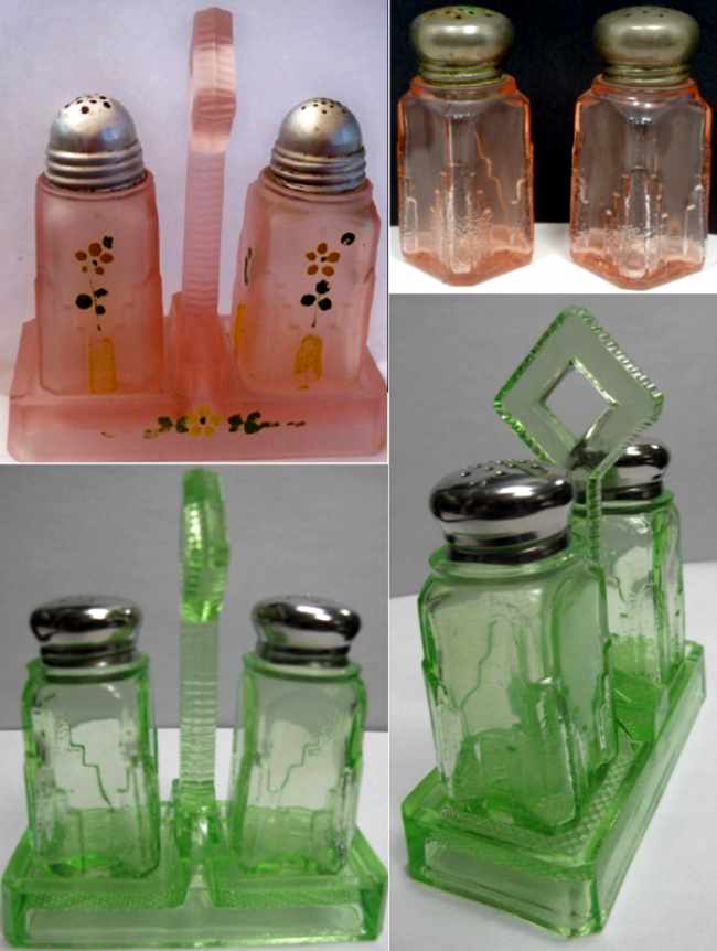 Unknown Salt & Pepper Shakers w/ Center Handle Tray