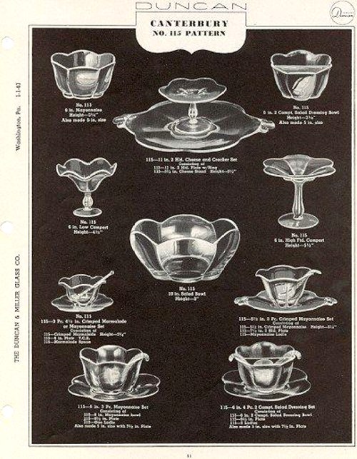 Duncan & Miller #115 Canterbury Catalog Page