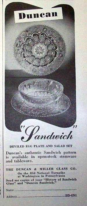 Duncan & Miller Sandwich Egg Plate Ad