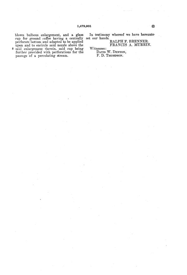 Fry Coffeepot Patent 1472901-5
