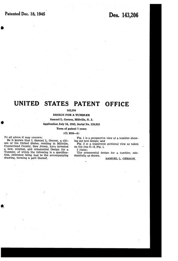 Dell Musical Tumbler Design Patent D143206-2