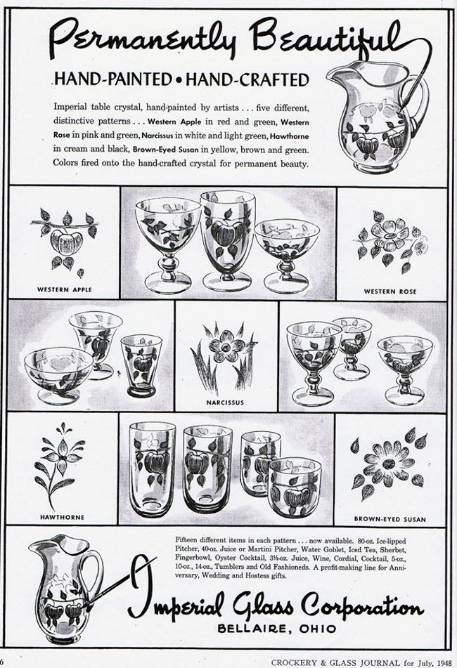 Imperial Hand-Painted Glass Advertisement
