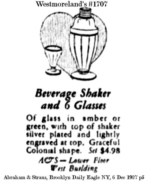 Westmoreland #1707 Beverage Shaker Advertisement