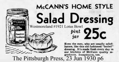 Westmoreland #1921 Lotus Mayo Set Pictured in Advertisement