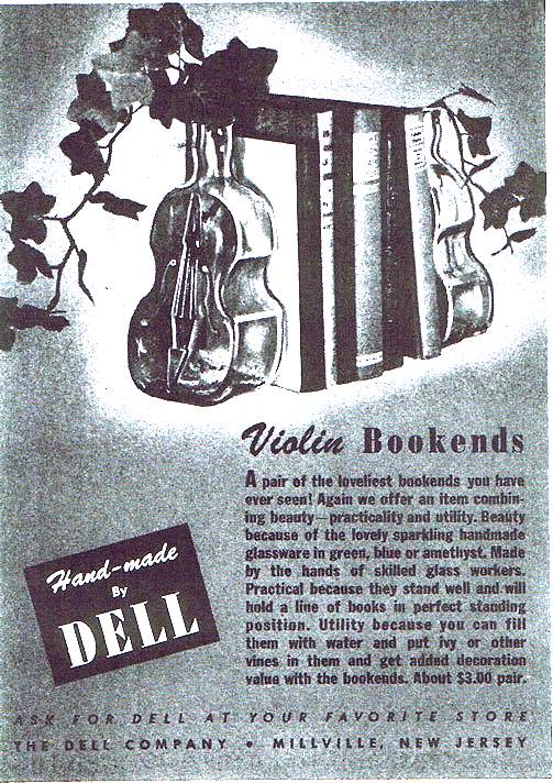 Dell Violin Bookends Advertisement