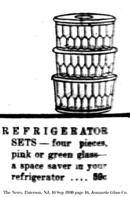 Jeannette Hex-Optic Refrigerator Set Advertisement