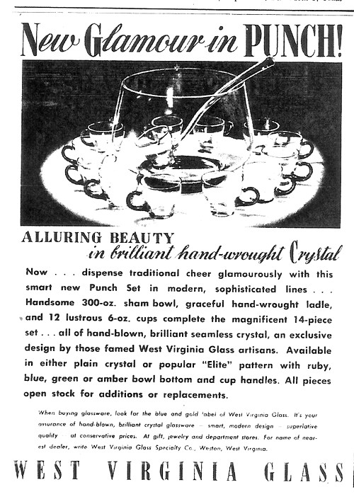 West Virginia Glass Specialty Punch Set Advertisement