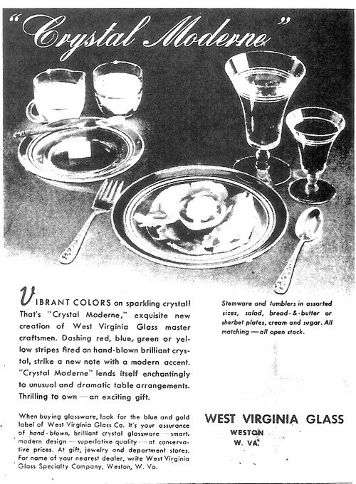 West Virginia Glass Specialty Crystal Moderne Advertisement