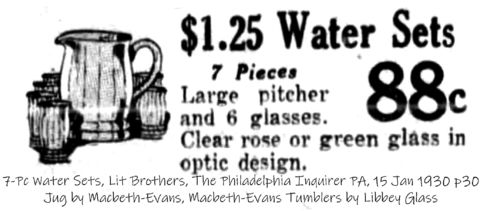 Macbeth-Evans 7-Piece Water Set Advertisement