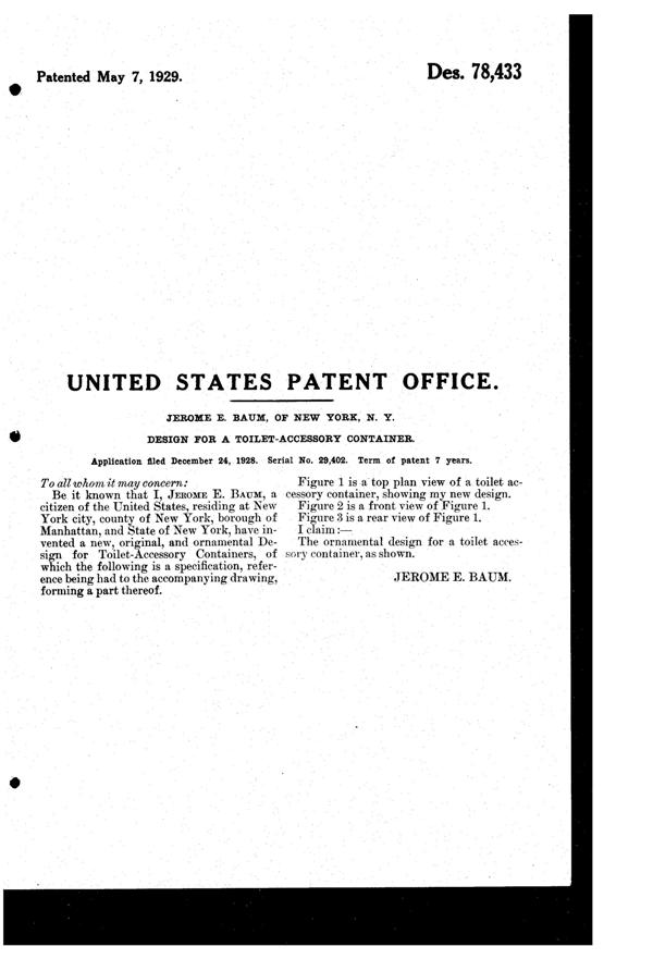 Taussaunt Powder Box Design Patent D 78433-2
