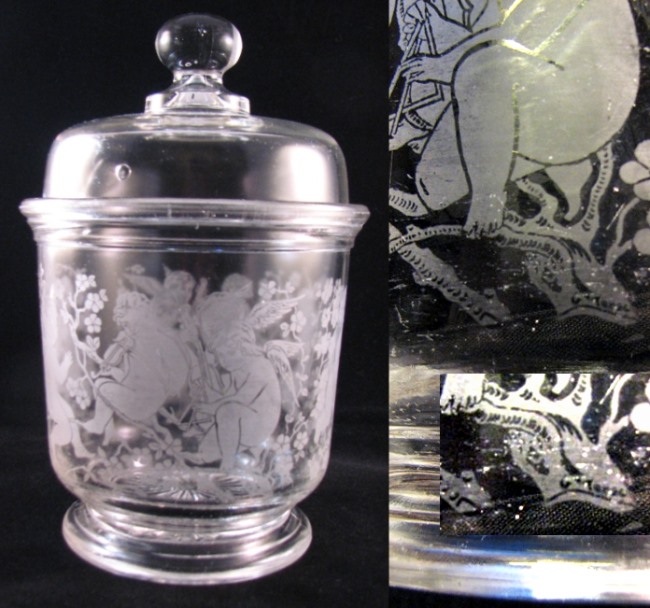 Maryland Glass Etching Works Table Set--Sugar w/ Etch #1142