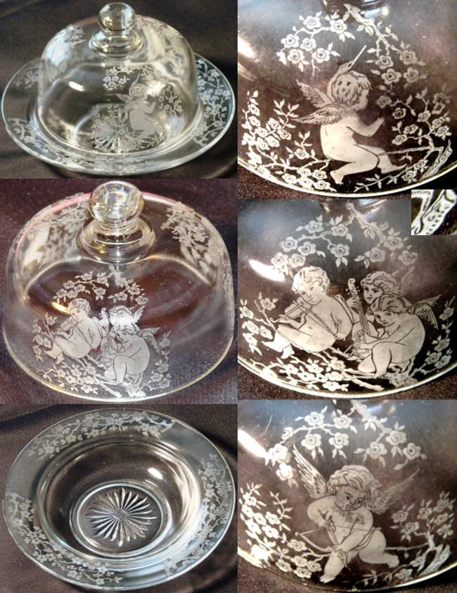 Maryland Glass Etching Works Table Set--Covered Butter w/ Etch #1142