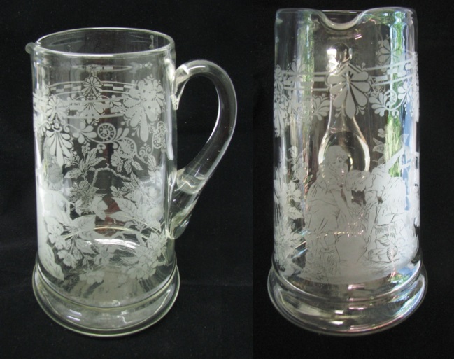 Maryland Glass Etching Works Pitcher w/ "Women at the Spring" Etch