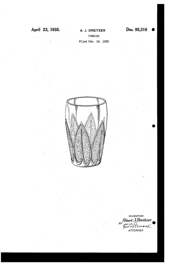 Pitman-Dreitzer Leaf Tumbler Design Patent D 95318-1