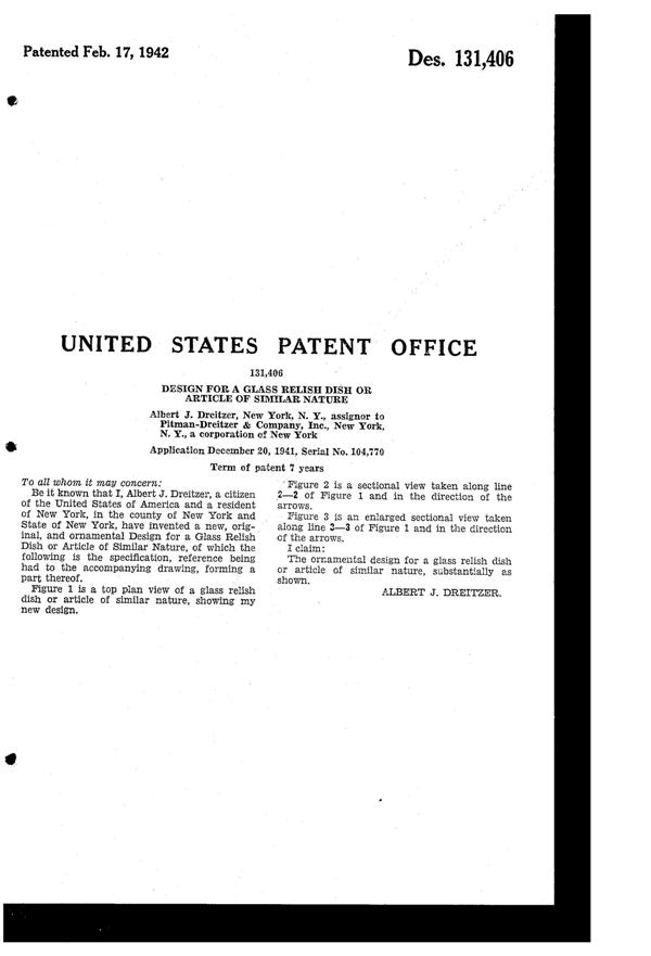 Pitman-Dreitzer Peach Relish Design Patent D131406-2