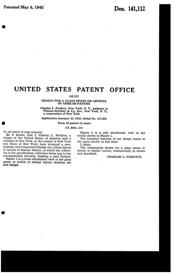 Pitman-Dreitzer Jewel Spoon Design Patent D141112-2