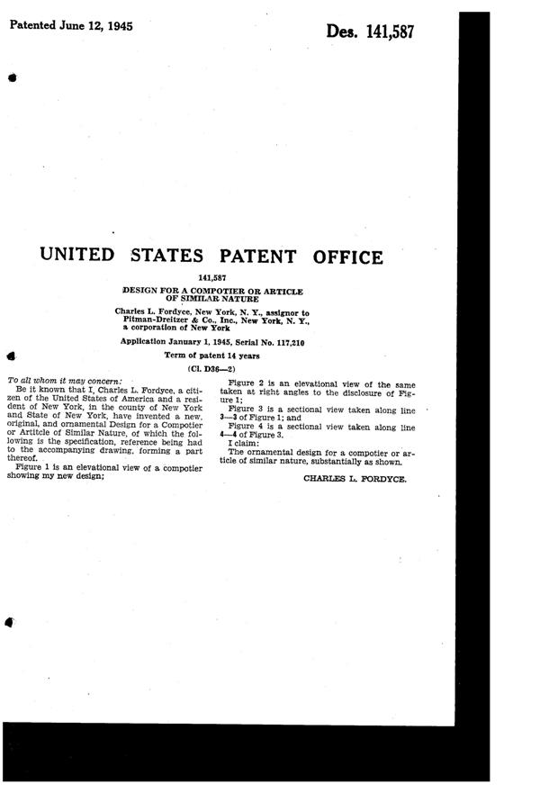 Pitman-Dreitzer Jewel Covered Compote Design Patent D141587-2