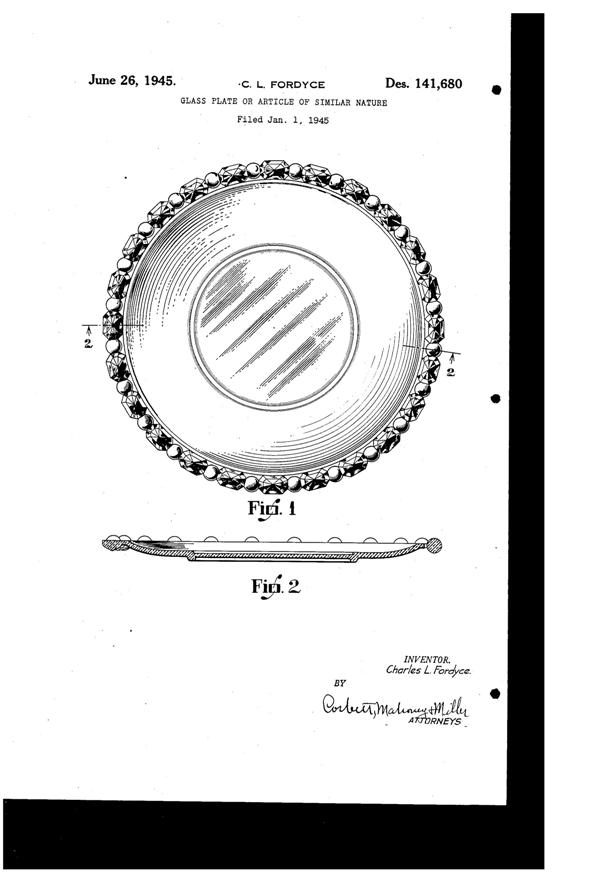 Pitman-Dreitzer Jewel Plate Design Patent D141680-1