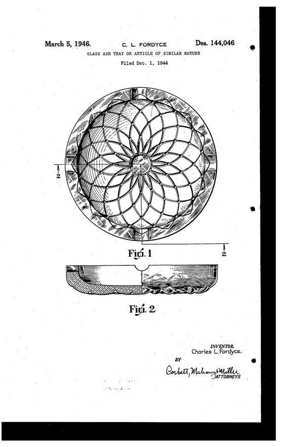 Pitman-Dreitzer Loop Ash Tray Design Patent D144046-1