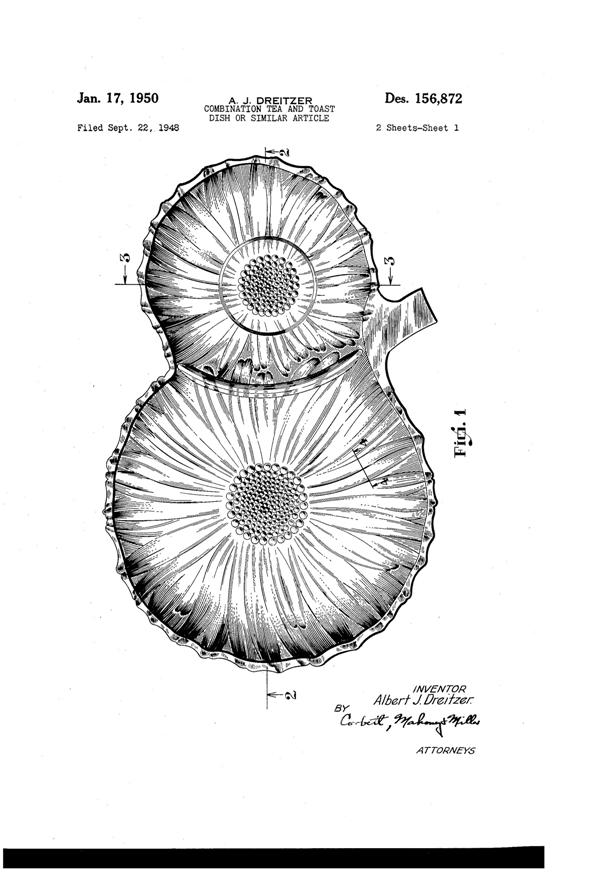 Pitman-Dreitzer Floral Snack Plate Design Patent D156872-1