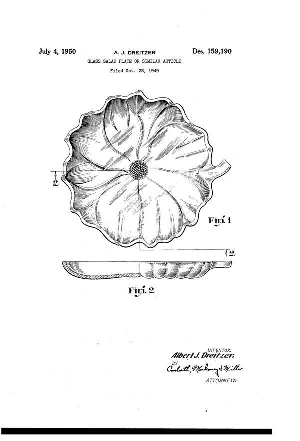Pitman-Dreitzer Floral Salad Plate Design Patent D159190-1