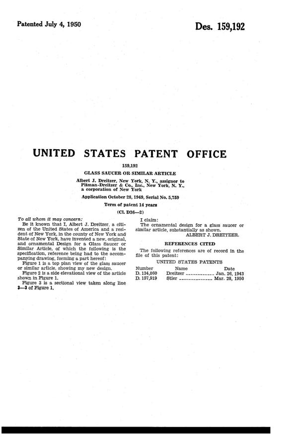 Pitman-Dreitzer Shamrock Saucer Design Patent D159192-2