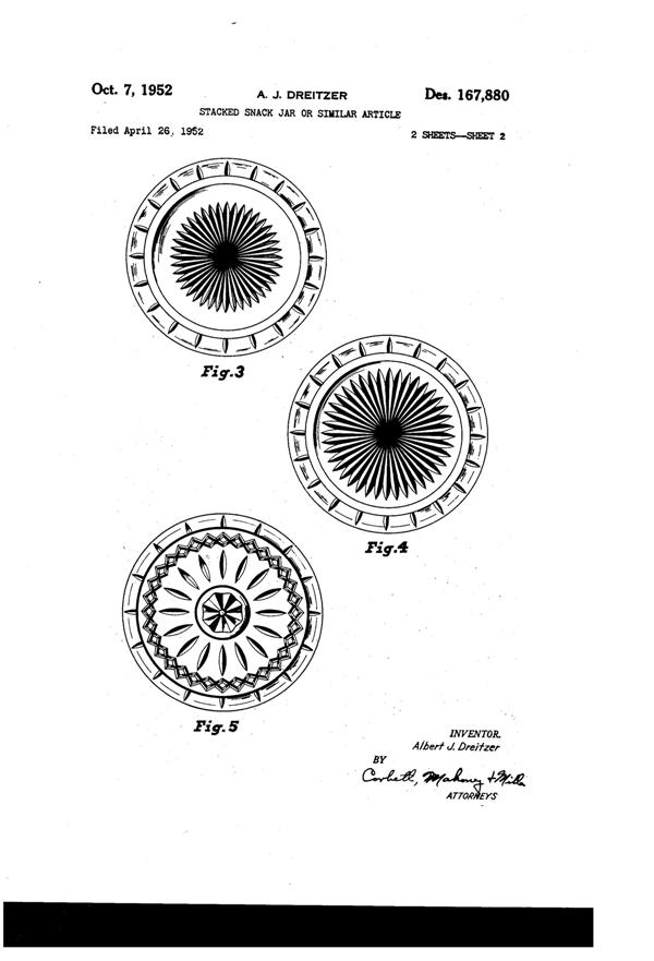 Pitman-Dreitzer Princess Stacked Snack Set Design Patent D167880-2