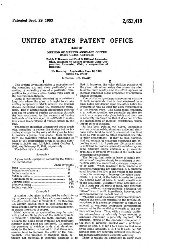 Anchor Hocking Royal Ruby Glass Patent 2653419-1
