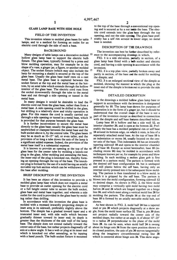 Anchor Hocking Lamp Base Patent 4997467-3