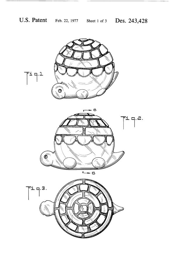 Anchor Hocking # 100/511 Turtle Set Design Patent D243428-2