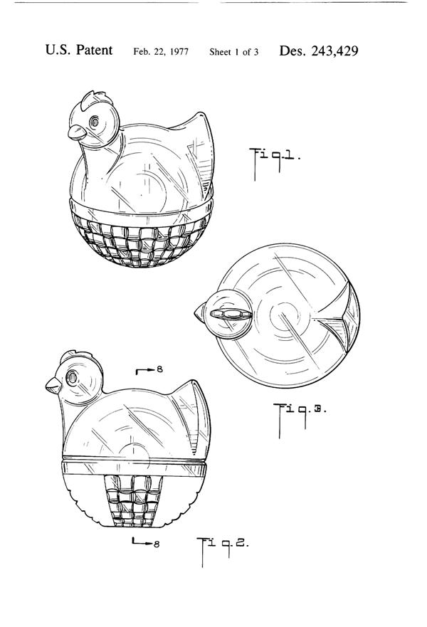 Anchor Hocking # 100/512 Chicken Set Design Patent D243429-2