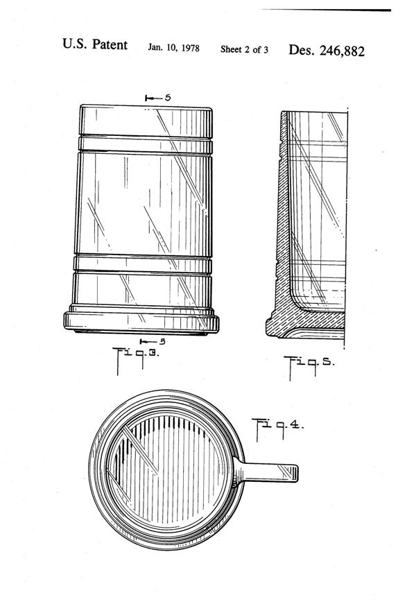 Anchor Hocking Colonial Tankard Mug Design Patent D246882-3