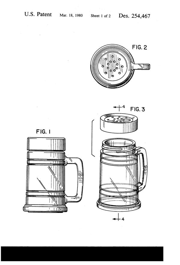 Anchor Hocking Colonial Tankard Shaker Design Patent D254467-2