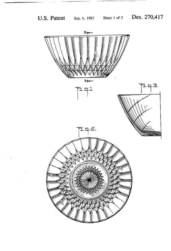 Anchor Hocking Crown Point Bowl Design Patent D270417-2