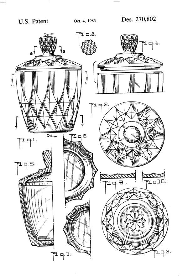 Anchor Hocking Crown Point Sugar Design Patent D270802-2