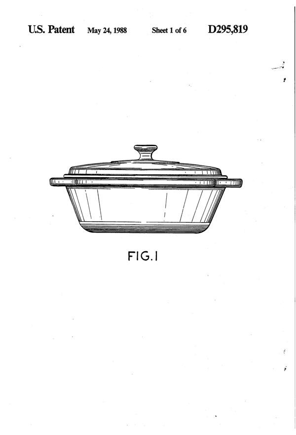 Anchor Hocking Fire-King Casserole Design Patent D295819-2