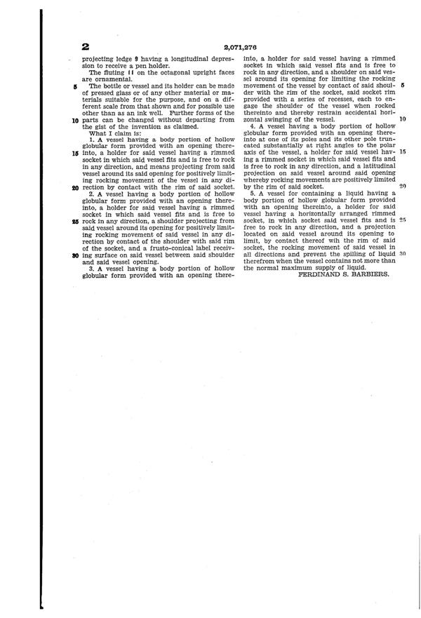 Hocking Inkstand Patent 2071276-3