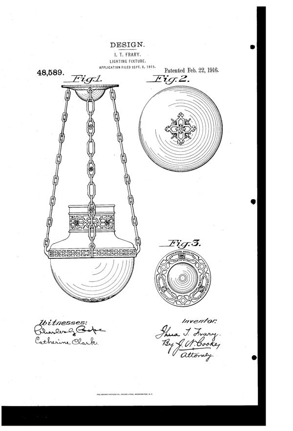 Hocking Light Fixture Design Patent D 48589-1
