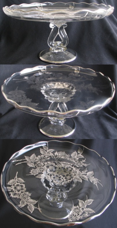Viking #5226 Princess Cake Salver w/ Silver City Springtime Overlay