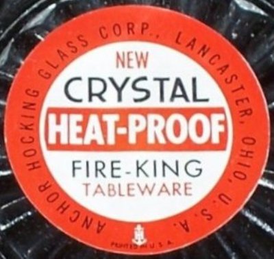 Anchor Hocking Fire-King Crystal Tableware Label