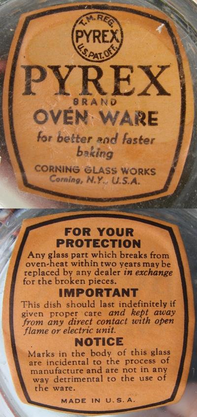 Corning Pyrex Label