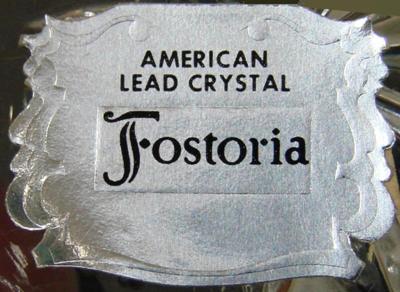Fostoria American Lead Crystal Label