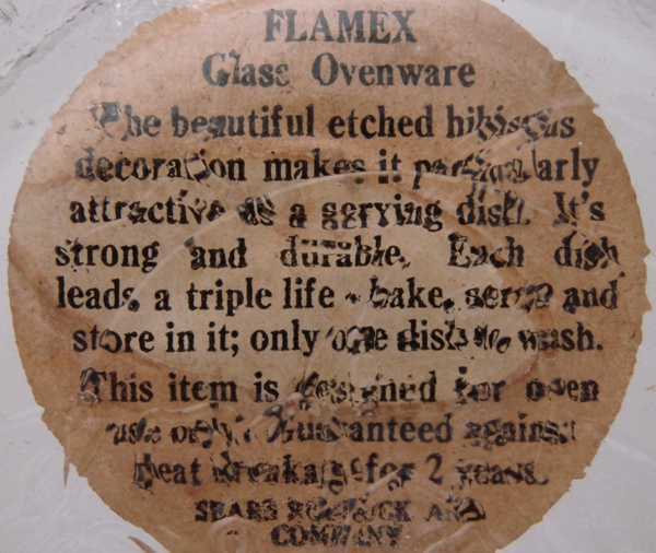 McKee Flamex Ovenware Label (Back)
