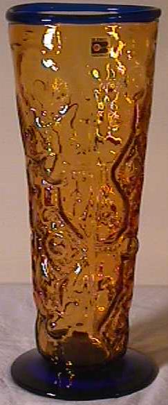 Blenko Amber and Cobalt Blue Vase