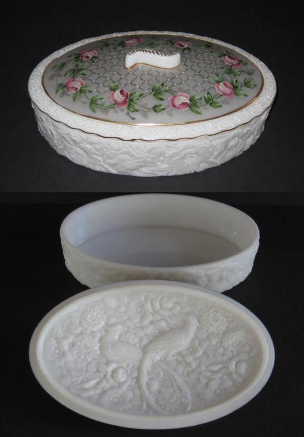 Consolidated #2553 Martelé Bird of Paradise Oval Candy Box w/ Charleton Decoration