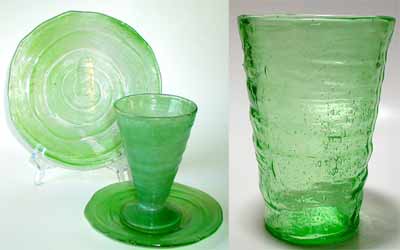 Consolidated #1100 Catalonian Vase, Plates and Tumbler