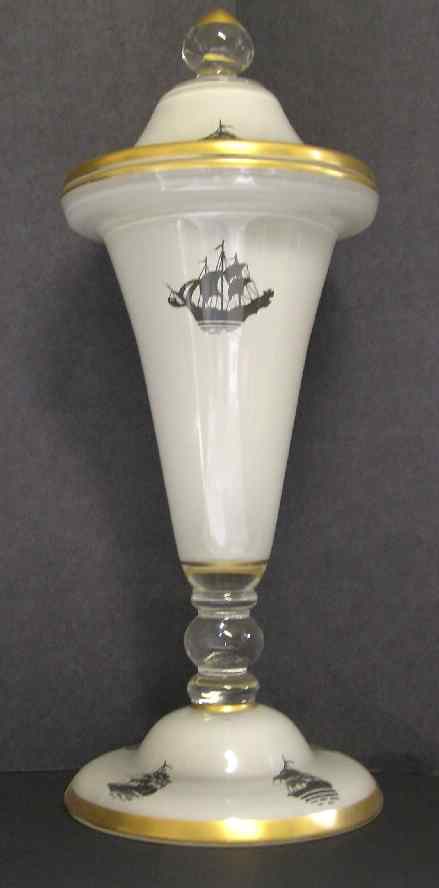 Co-Operative Flint # 489 Covered Rose Leaf Jar